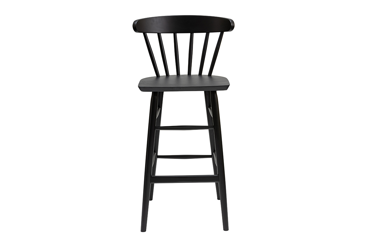 Sgabello da bar vintage a listelli nero opaco H65 cm DARIA