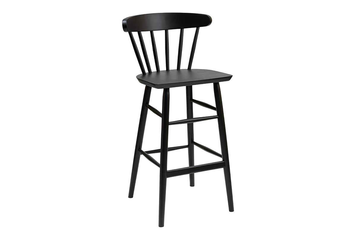 Sgabello da bar vintage a listelli nero opaco H65 cm DARIA