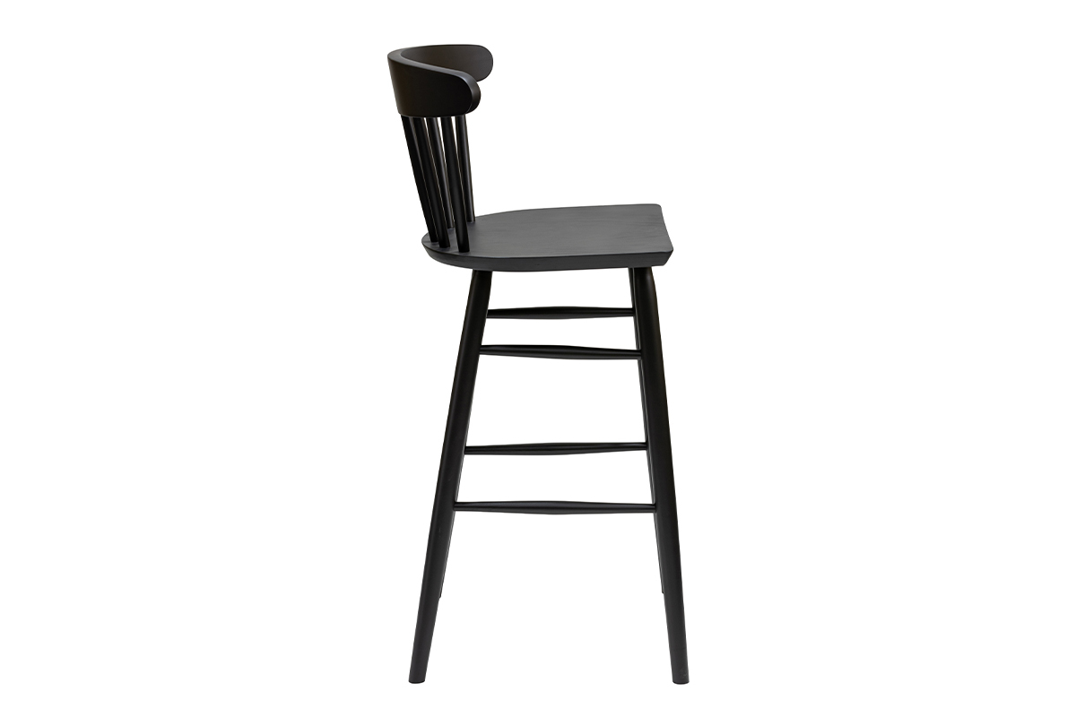 Sgabello da bar vintage a listelli nero opaco H65 cm DARIA