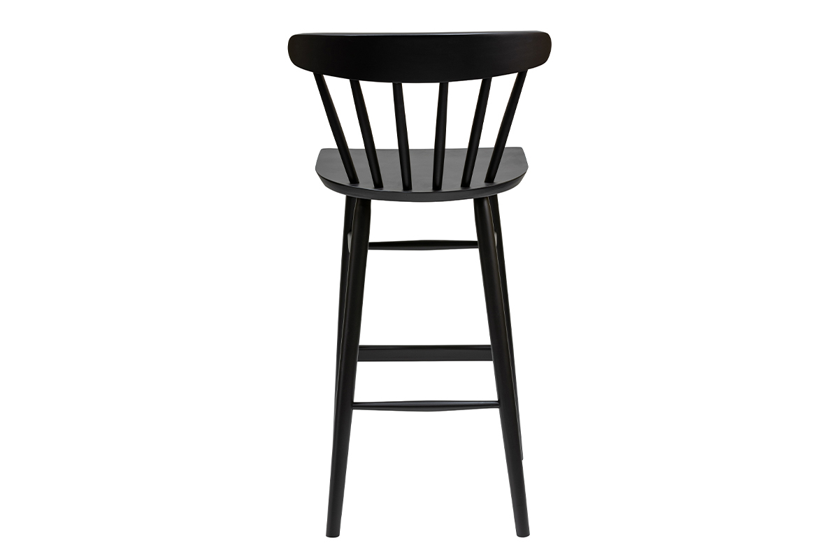 Sgabello da bar vintage a listelli nero opaco H65 cm DARIA