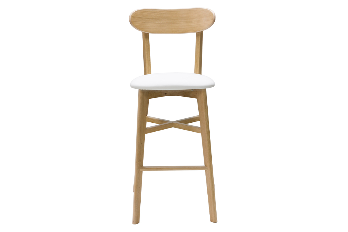 Sgabello da bar vintage legno chiaro e bianco H75 cm DOVE
