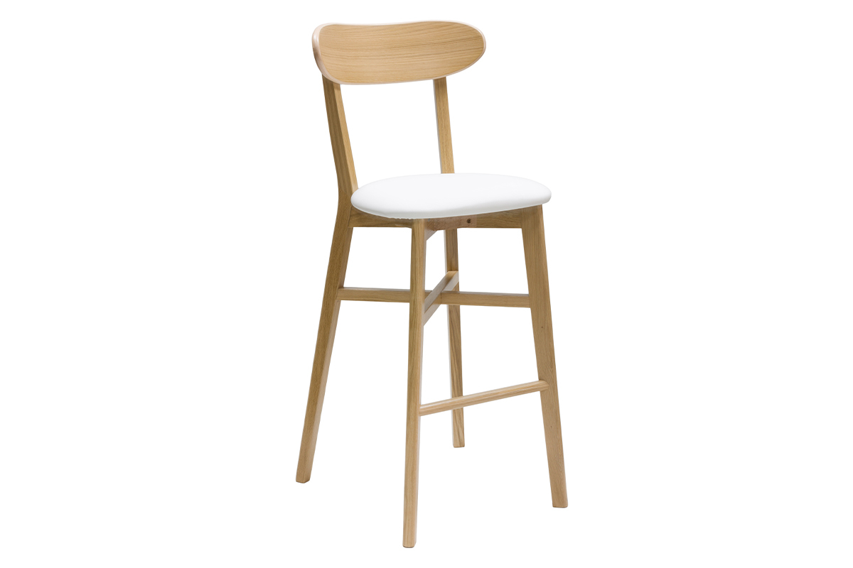 Sgabello da bar vintage legno chiaro e bianco H75 cm DOVE