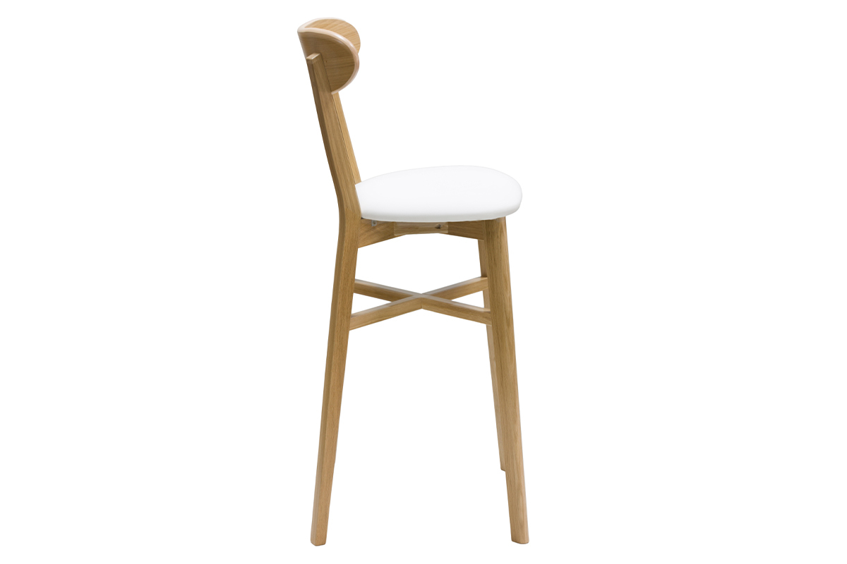 Sgabello da bar vintage legno chiaro e bianco H75 cm DOVE