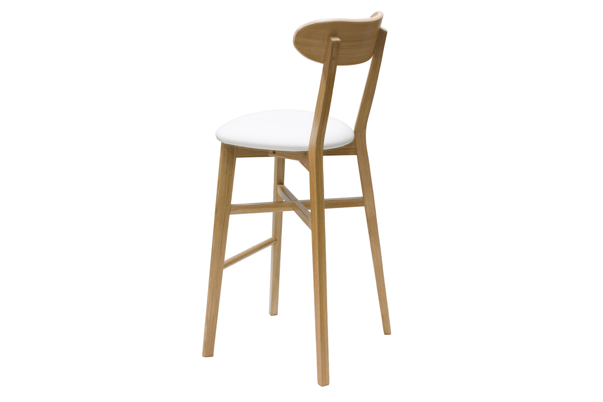Sgabello da bar vintage legno chiaro e bianco H75 cm DOVE