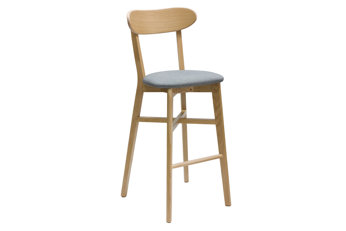 Sgabello da bar vintage legno chiaro e grigio chiaro H75 cm DOVE