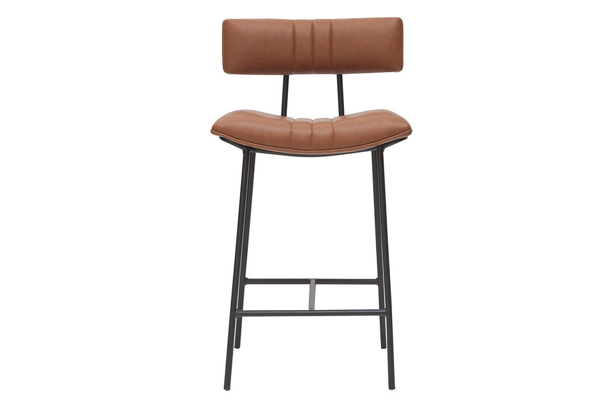 Sgabello da bar vintage marrone chiaro e metallo H65 cm GOTHAM