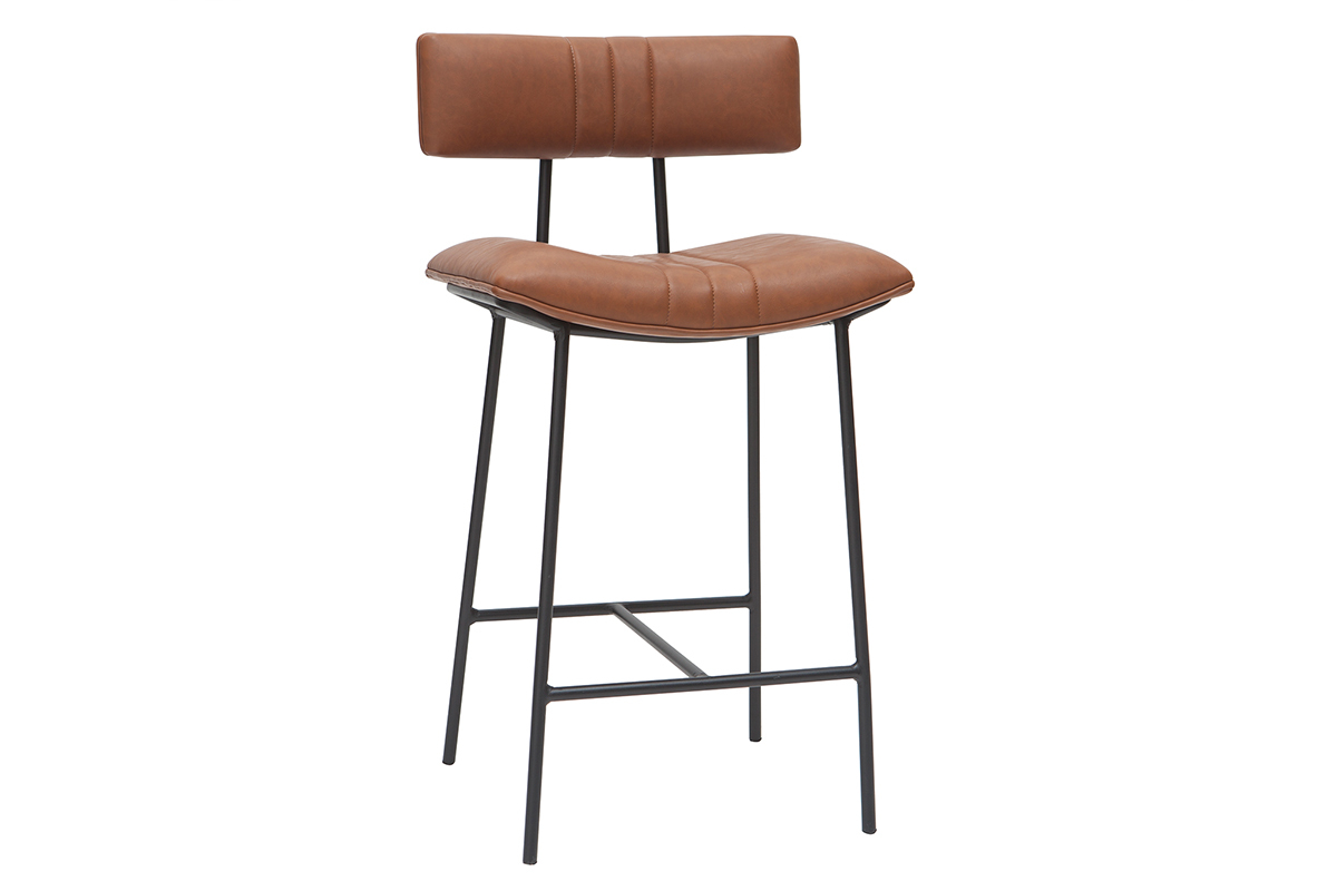 Sgabello da bar vintage marrone chiaro e metallo H65 cm GOTHAM