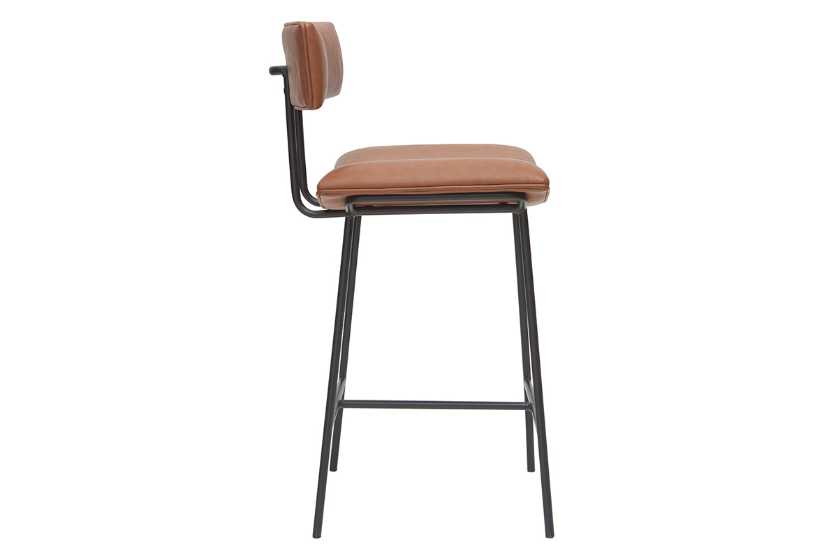 Sgabello da bar vintage marrone chiaro e metallo H65 cm GOTHAM