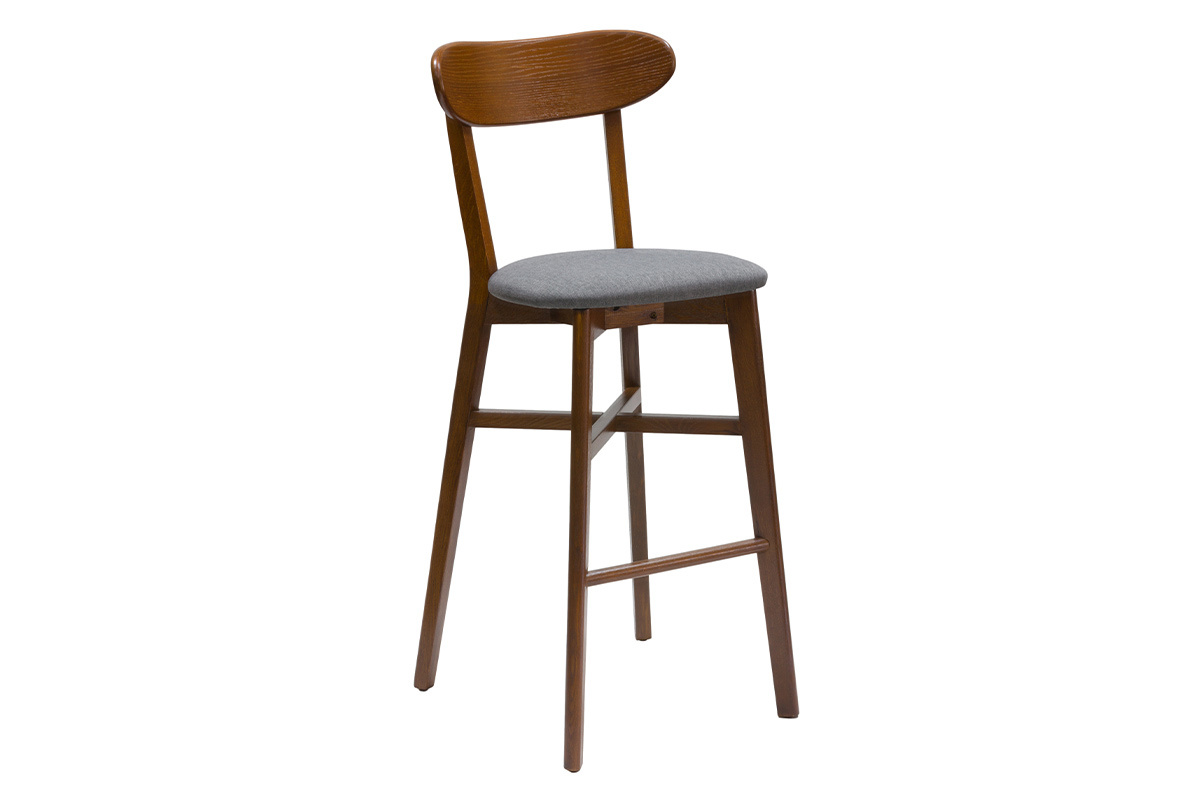 Sgabello da bar vintage noce e grigio antracite H75 cm DOVE