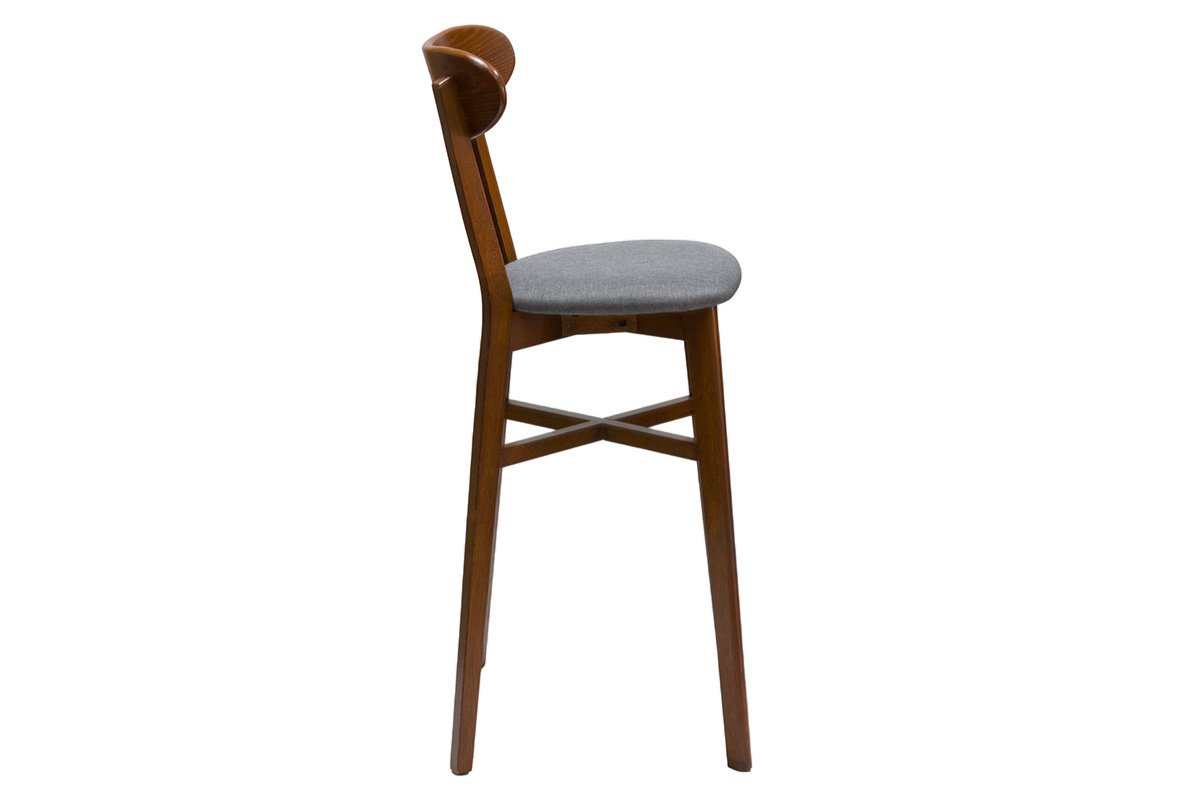 Sgabello da bar vintage noce e grigio antracite H75 cm DOVE