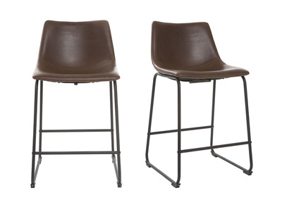 Sgabello da bar vintage PU marrone 61cm gruppo di 2 NEW ROCK