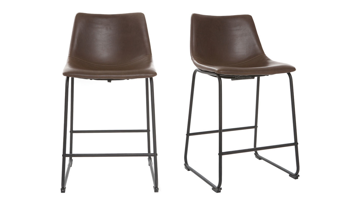 Sgabello da bar vintage PU marrone 61cm set di 2 NEW ROCK