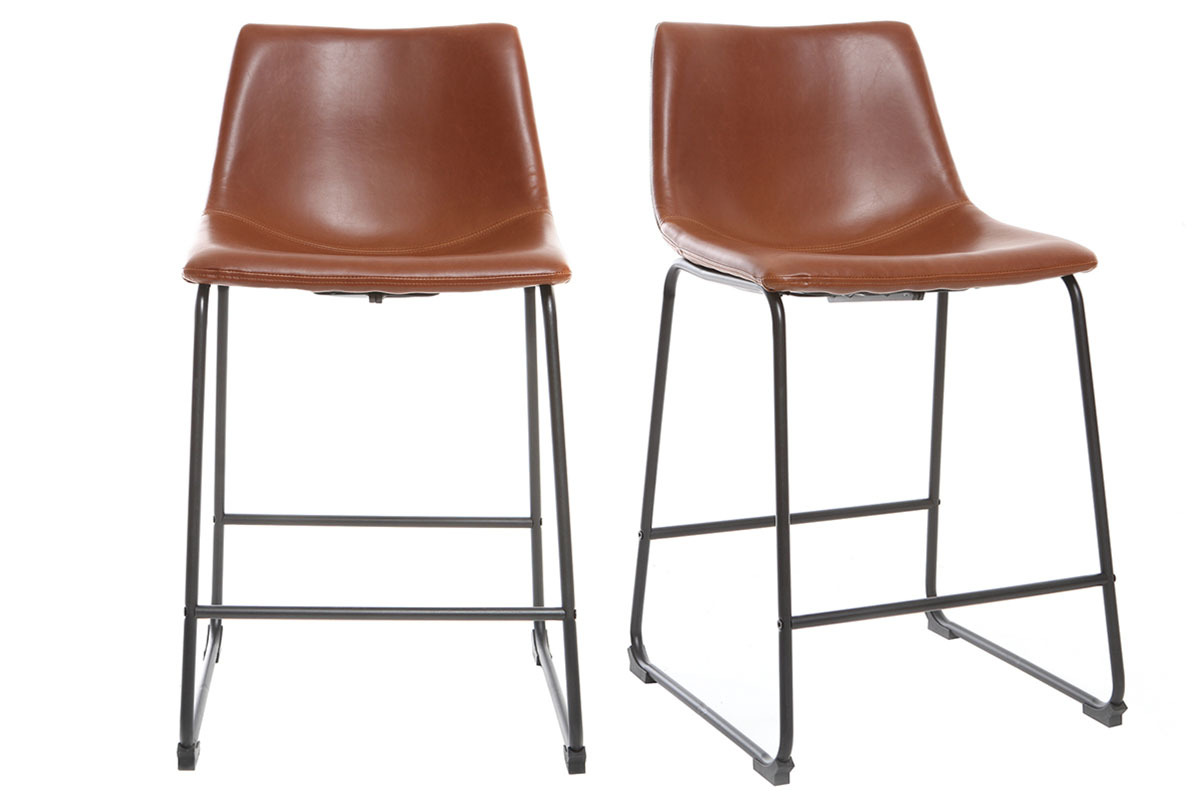 Sgabello da bar vintage PU marrone chiaro 61cm set di 2 NEW ROCK