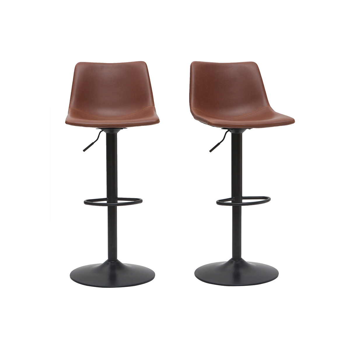 Sgabello da bar vintage PU marrone chiaro 61cm set di 2 NEW ROCK