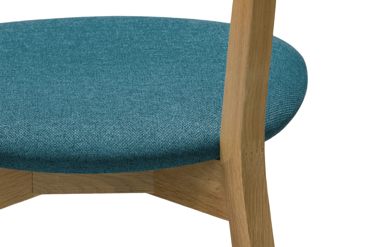 Sgabello da bar vintage rovere e tessuto blu anatra H65 cm DOVE