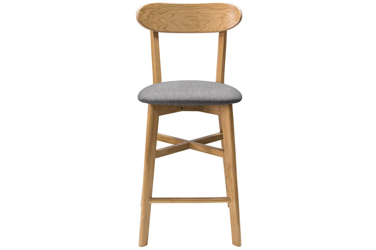 Sgabello da bar vintage rovere e tessuto grigio H 65 cm DOVE