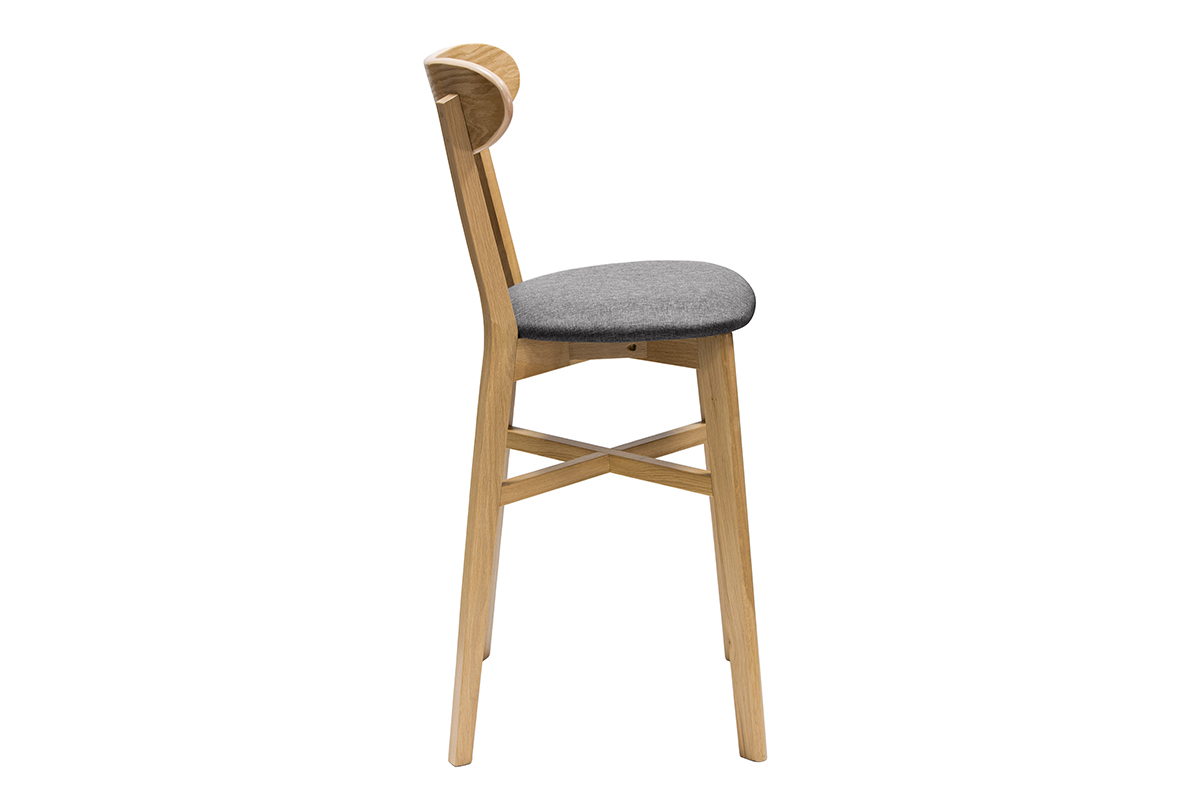 Sgabello da bar vintage rovere e tessuto grigio H 65 cm DOVE
