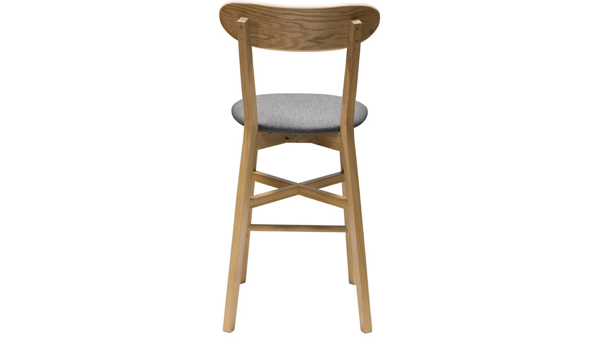 Sgabello da bar vintage rovere e tessuto grigio H 65 cm DOVE