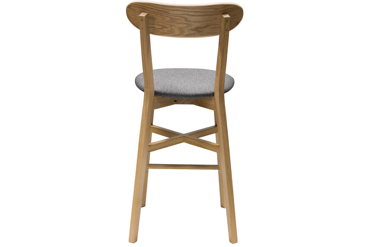 Sgabello da bar vintage rovere e tessuto grigio H 65 cm DOVE