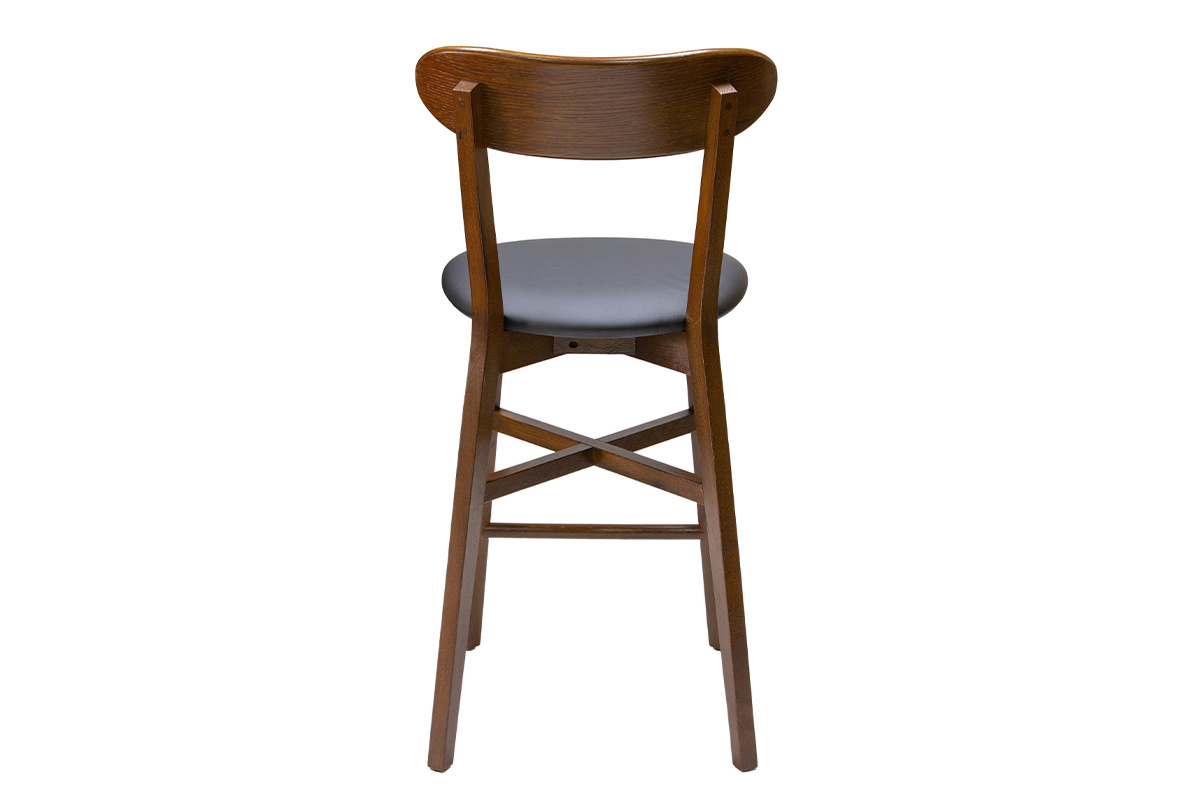 Sgabello da bar vintage rovere scuro e sedile nero H 65 cm DOVE