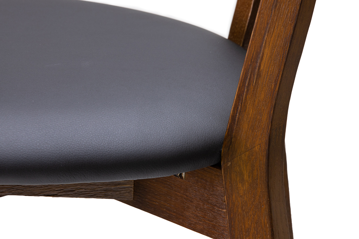 Sgabello da bar vintage rovere scuro e sedile nero H 65 cm DOVE