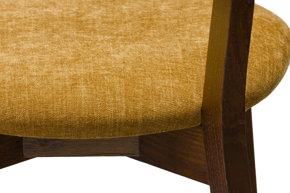 Sgabello da bar vintage rovere scuro e tessuto giallo senape H65 cm DOVE