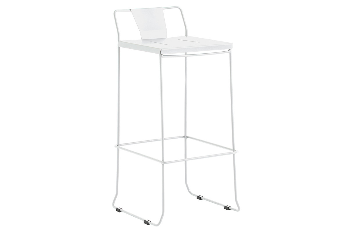 Sgabello da giardino design metallo bianco 76cm TENERIFE