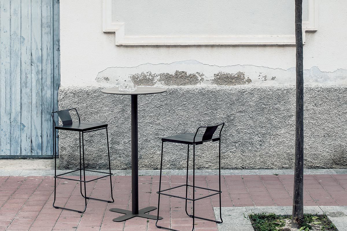 Sgabello da giardino design metallo nero 65cm TENERIFE