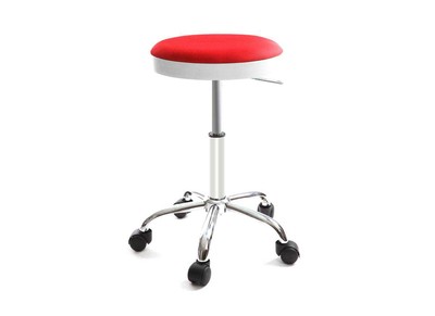 Sgabello design a rotelle rosso THEMIS