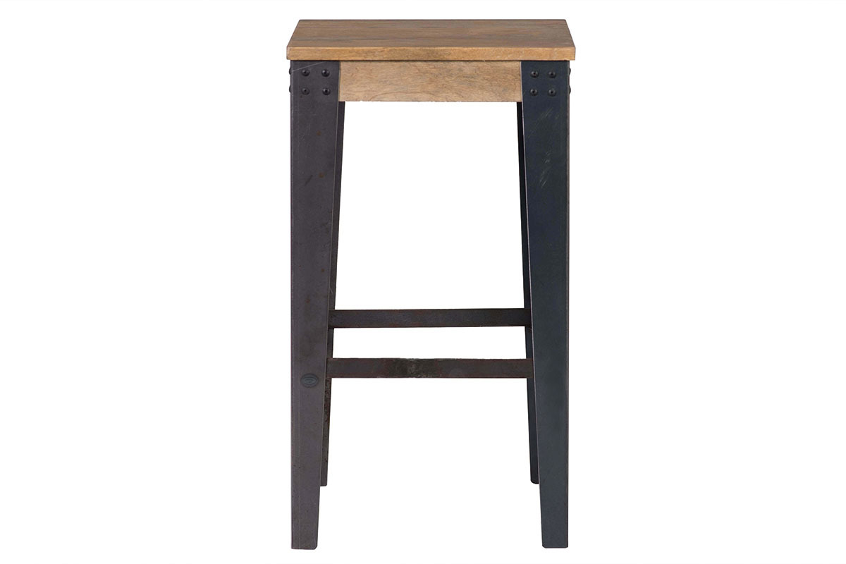 Sgabello design industriale metallo e legno 65cm MADISON