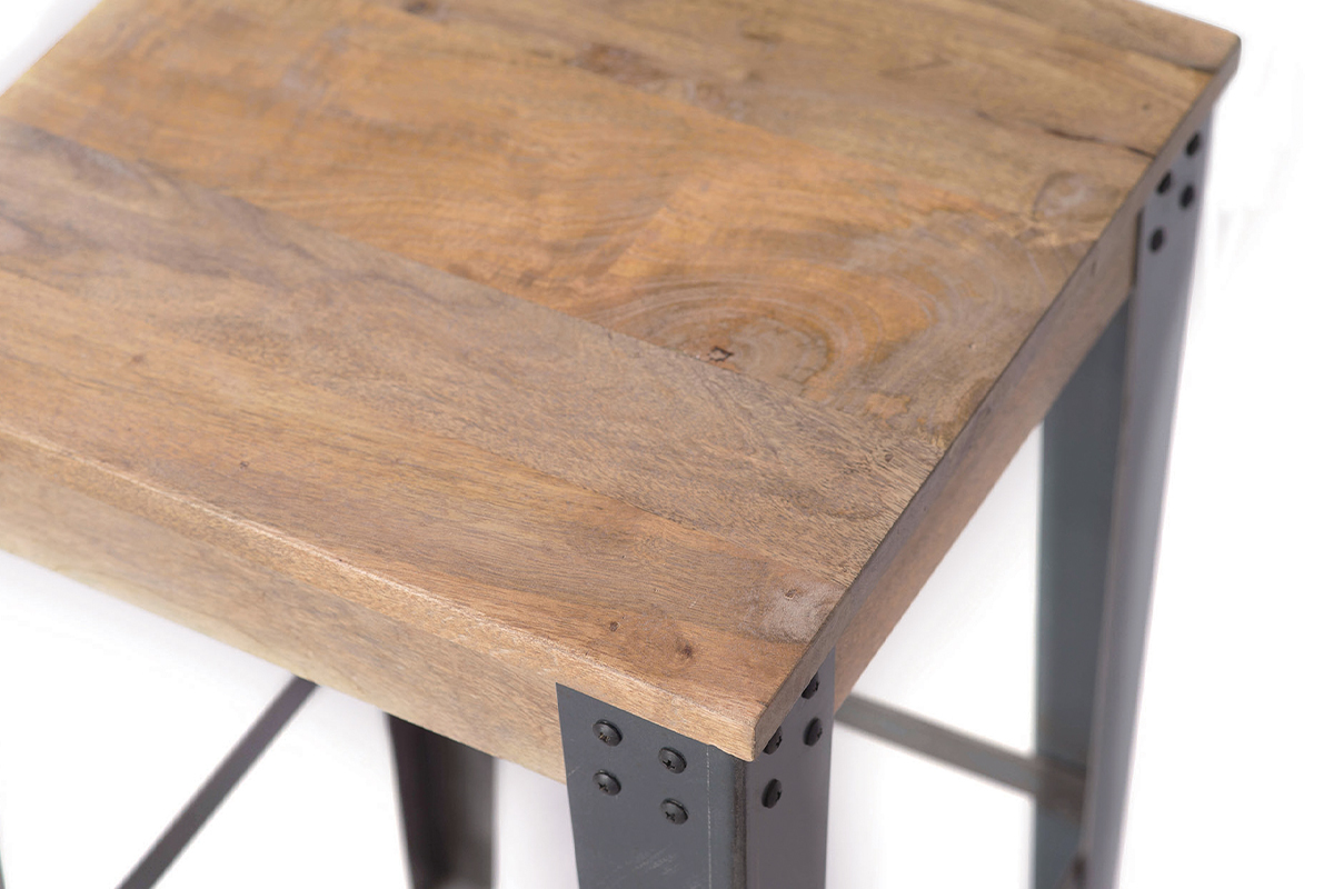 Sgabello design industriale metallo e legno 65cm MADISON