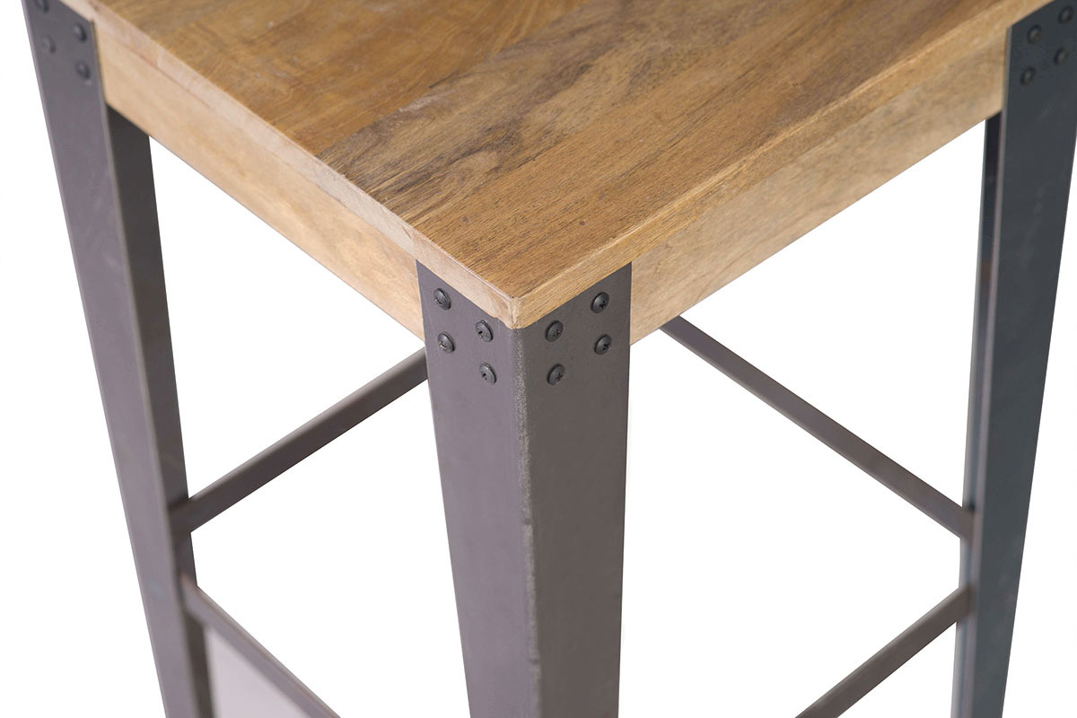Sgabello design industriale metallo e legno 65cm MADISON