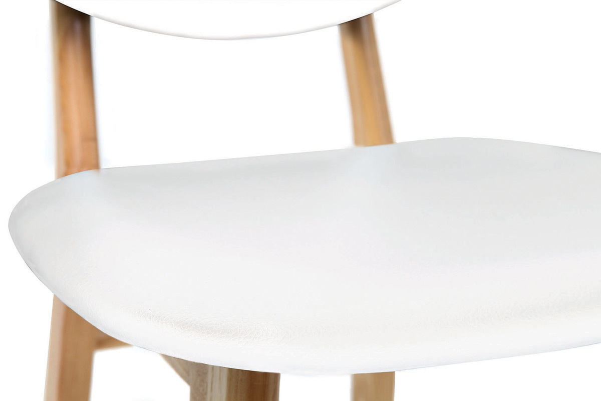 Sgabello / sedia bar design colore bianco e legno naturale NORDECO