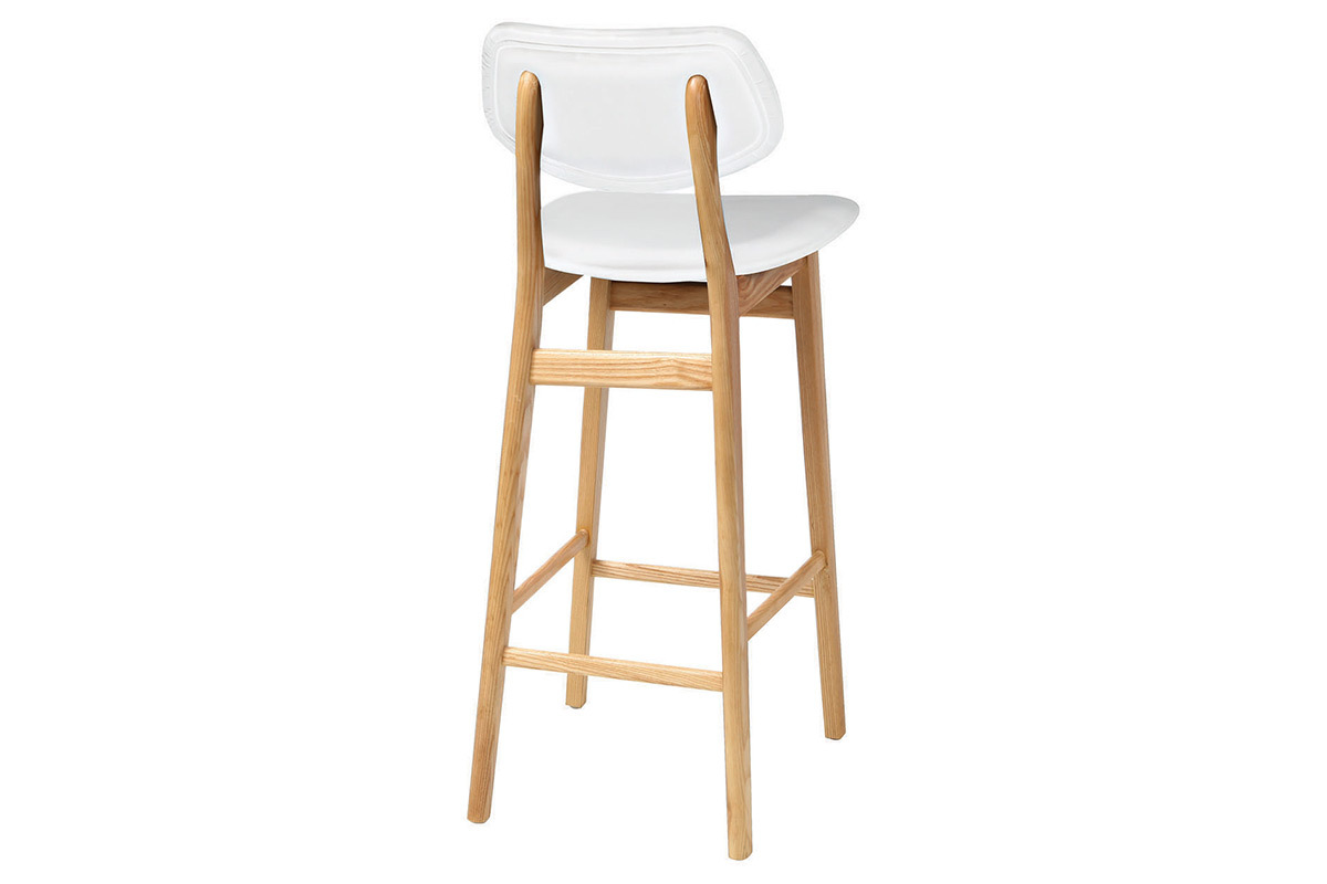 Sgabello / sedia bar design colore bianco e legno naturale NORDECO