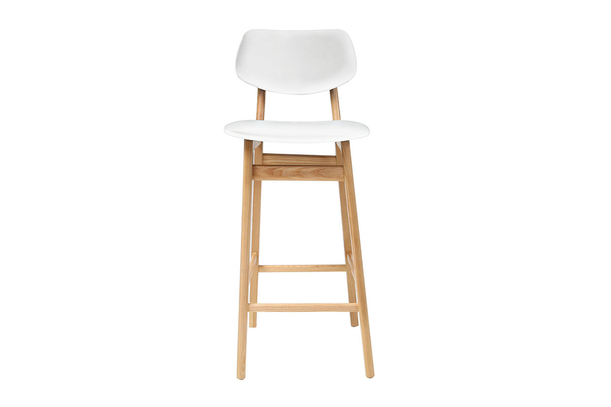 Sgabello / sedia bar design colore bianco e legno naturale NORDECO