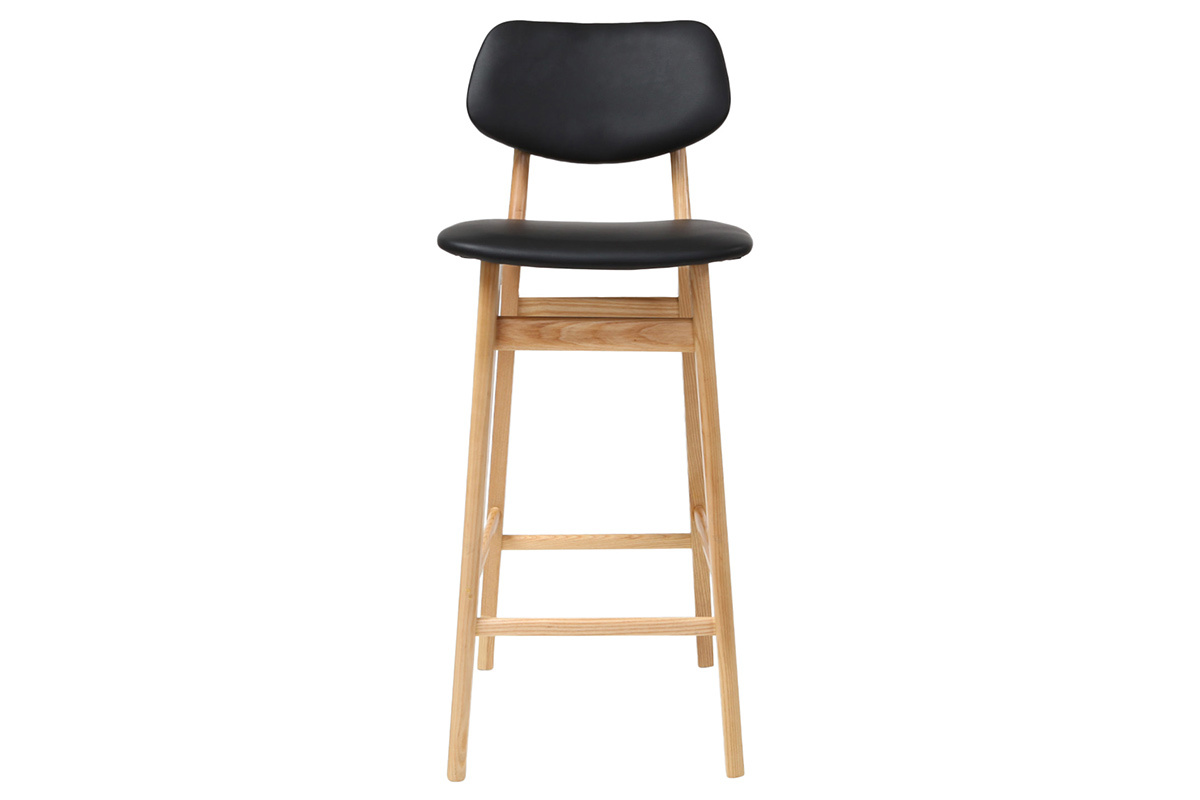 Sgabello / sedia bar design colore nero e legno naturale NORDECO