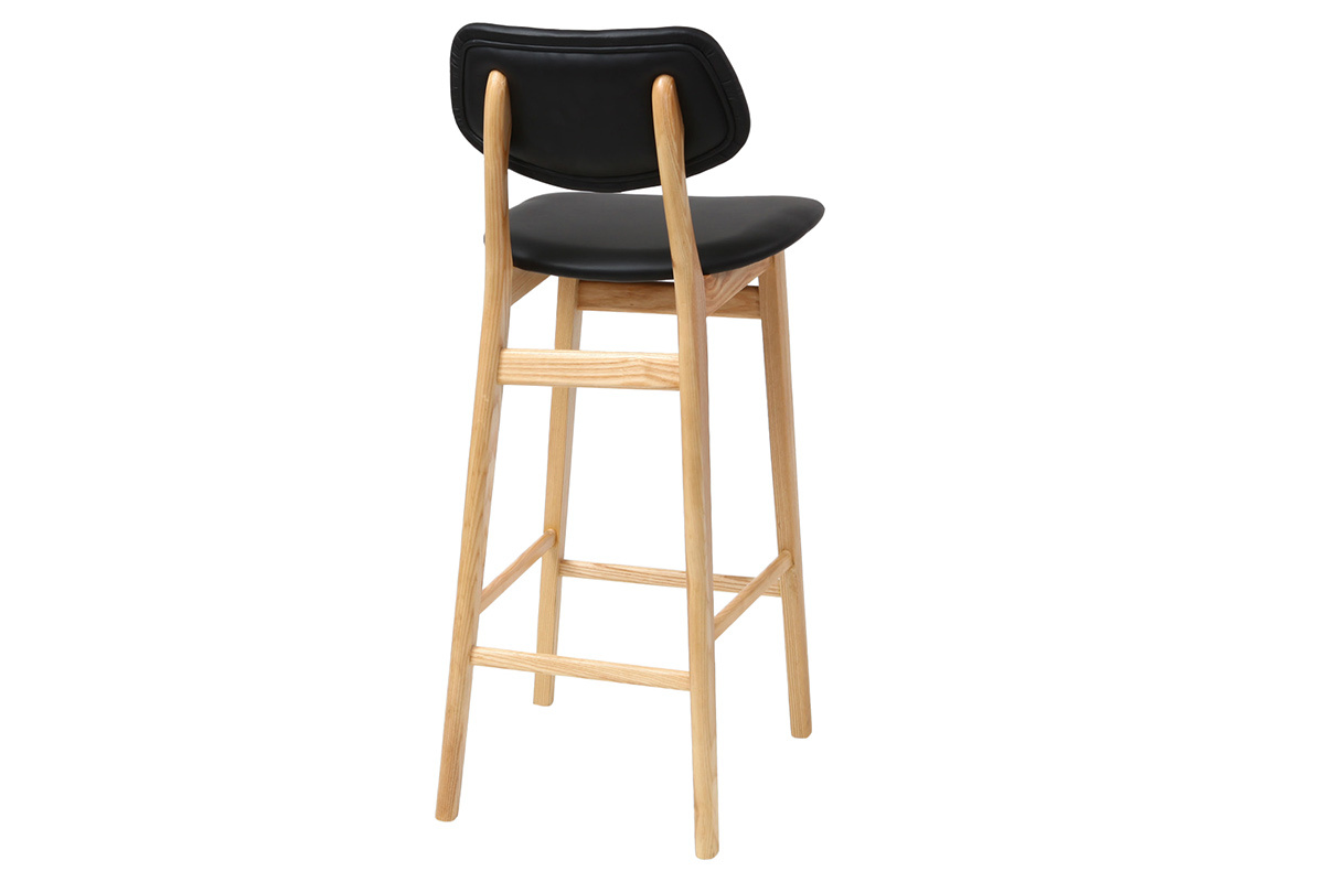 Sgabello / sedia bar design colore nero e legno naturale NORDECO