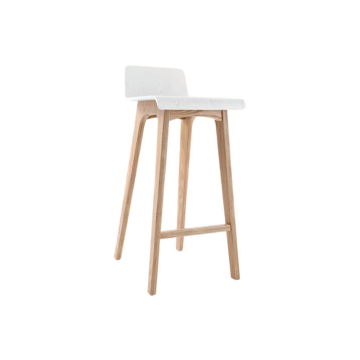 Sgabello / sedia da bar design legno naturale e bianco scandinavo 75 cm BALTIK