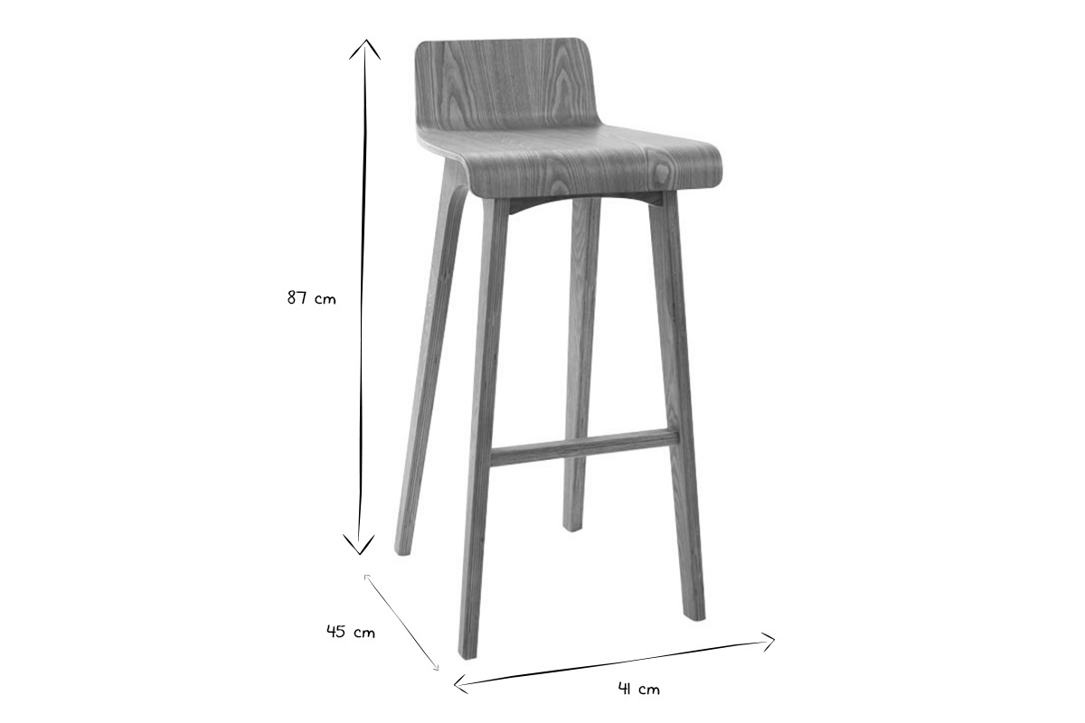 Sgabello / sedia da bar design legno naturale scandinavo 75.2 cm BALTIK
