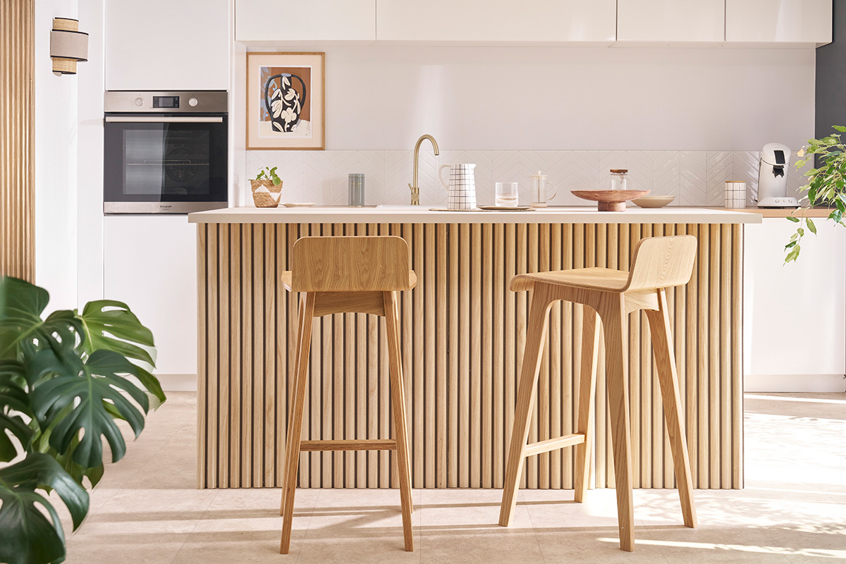 Sgabello / sedia da bar design legno naturale scandinavo 75.2 cm BALTIK