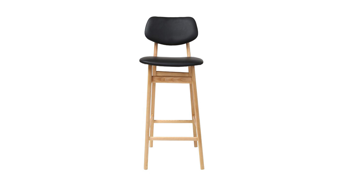 Sgabello / sedia da bar design nero e legno naturale 65 cm NORDECO
