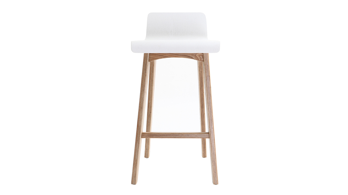 Sgabello / Sedia da bar scandinavo 65cm bianco gambe in legno BALTIK