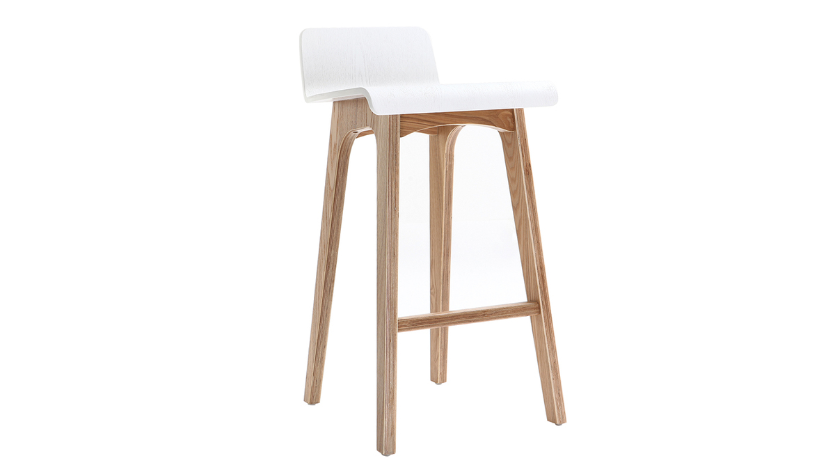 Sgabello / Sedia da bar scandinavo 65cm bianco gambe in legno BALTIK