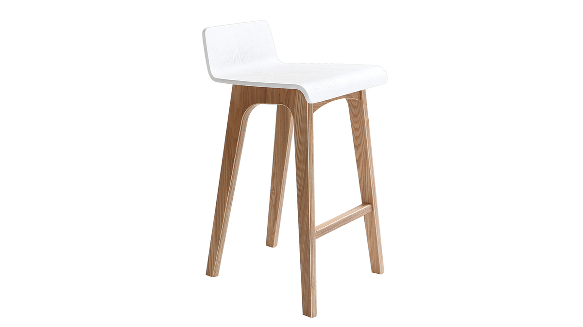 Sgabello / Sedia da bar scandinavo 65cm bianco gambe in legno BALTIK