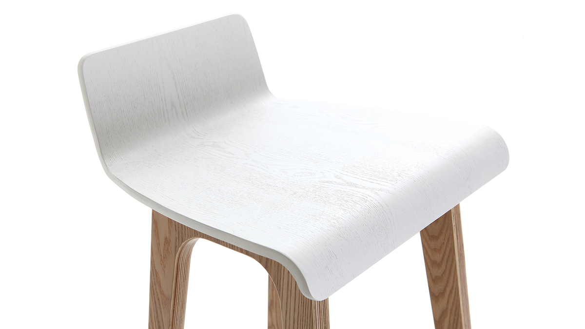 Sgabello / Sedia da bar scandinavo 65cm bianco gambe in legno BALTIK