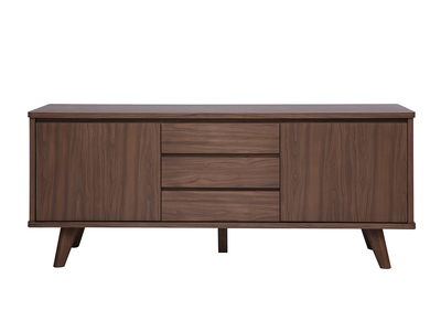 Sideboard scandinavo in legno scuro noce 2 porte 3 cassetti L180 cm FIFTIES