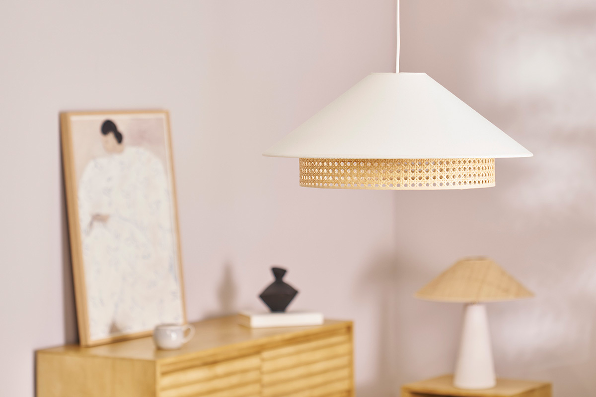 Sospensione in cotone grezzo e midollino naturale D50 cm HAIKO