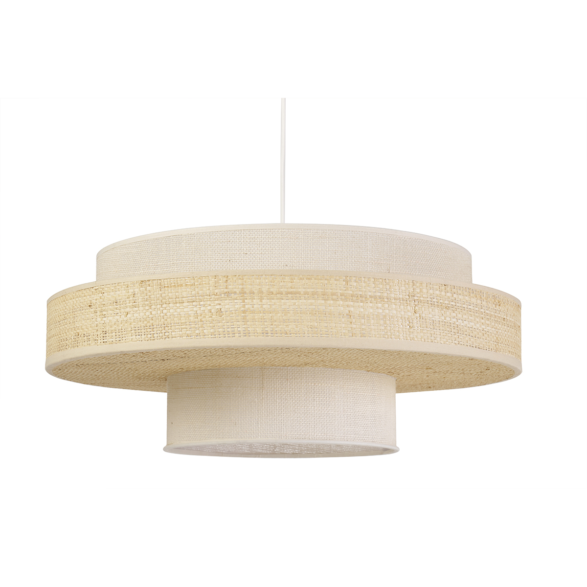 Sospensione in juta bianca e rabane naturale D50 WAKI