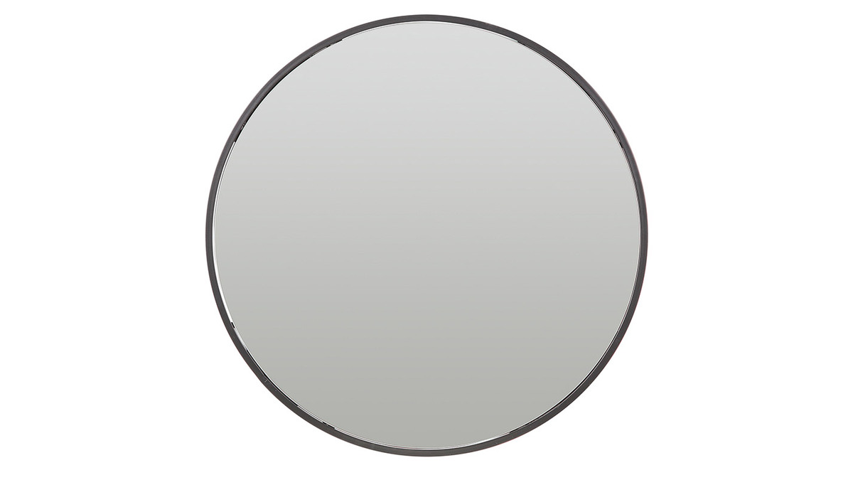 Specchio rotondo con spazio per riporre i propri oggetti in metallo Nero 60cm DOT
