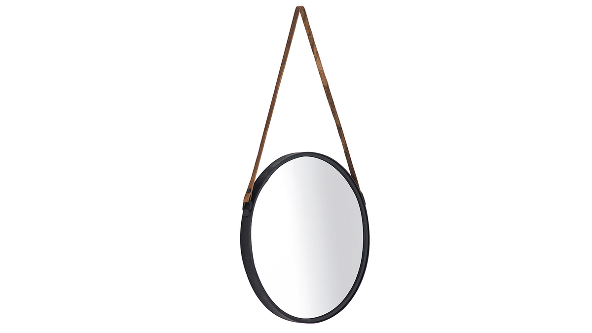 Specchio rotondo design in metallo Nero 40 cm KARL